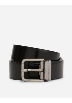 Dolce & Gabbana Brushed Calfskin Belt - Man Belts Black Leather 110