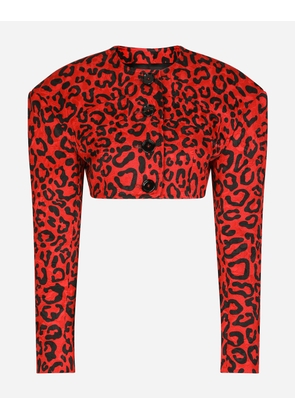 Dolce & Gabbana Cropped Leopard-print Brocade Jacket - Woman Blazers Multicolor 42
