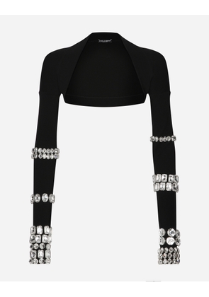 Dolce & Gabbana Kim Jersey Milano Rib Shrug With Rhinestone Embellishment - Woman Blazers Multi-colored 46