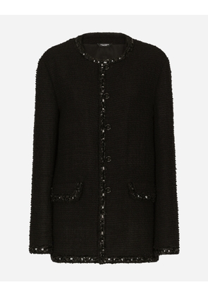 Dolce & Gabbana Single-breasted Bouclé Jacket - Woman Blazers Black Wool 38