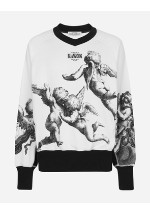 Dolce & Gabbana Round-neck Sweatshirt With Angel Print - Man Women White Xl