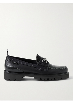 G.H. Bass & Co. - Nicholas Daley Lincoln Weejuns® Embellished Suede-Trimmed Croc-Effect Leather Loafers - Men - Black - UK 6