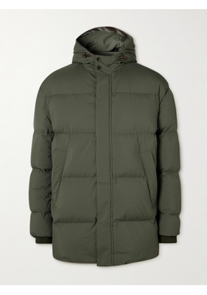 Canali - Leather-Trimmed Quilted Shell Hooded Down Jacket - Men - Green - S
