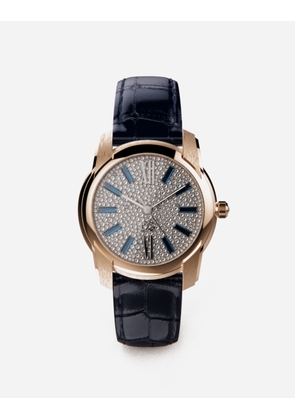 Dolce & Gabbana Gold Watch With Diamond Pavé - Man Watches Blue/pink Gold Onesize