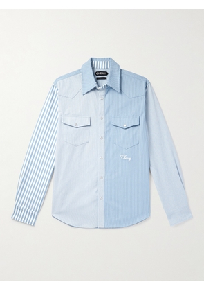 Cherry Los Angeles - Logo-Embroidered Striped Cotton Oxford Shirt - Men - Blue - XS