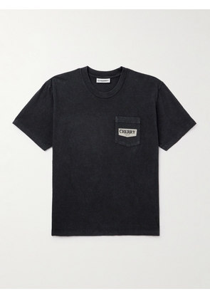 Cherry Los Angeles - Soaring Eagle Garment-Dyed Logo-Print Cotton-Jersey T-Shirt - Men - Black - XS
