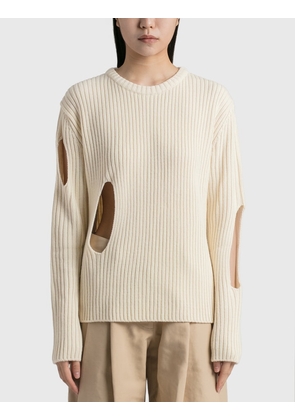 ASYMMETRIC CUT OUT KNIT PULLOVER