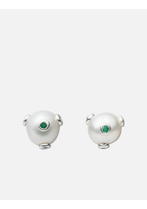 Green Polka Dot Pearl Earrings