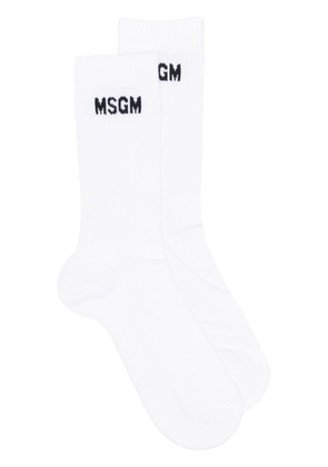 MSGM fine-ribbed logo socks - White