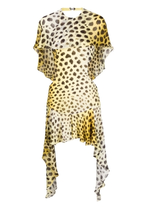 The Attico Airi cape-effect leopard-print minidress - White