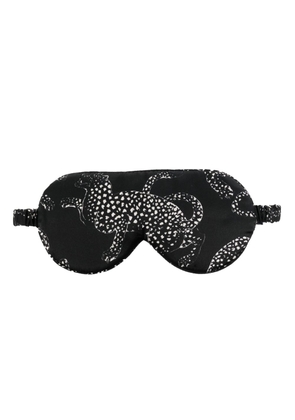Desmond & Dempsey leopard-print silk eye mask - Black
