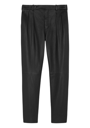 Saint Laurent pleat-detail leather trousers - Black