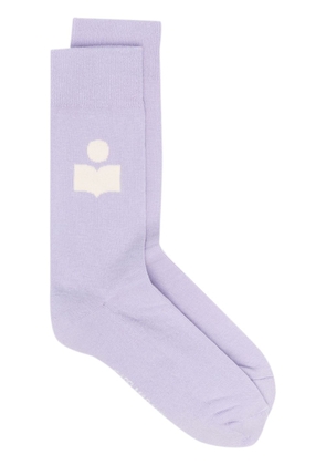 ISABEL MARANT intarsia-logo ankle socks - Purple
