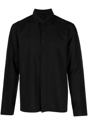 Transit ribbed-trim cotton-linen shirt - Black