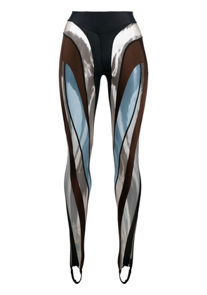 Mugler Glossy sheer-panelled Spiral Leggings - Farfetch