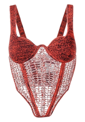 Dion Lee crochet corset top - Red