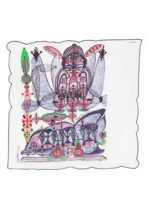 Lemaire illustration-style print cotton scarf - White