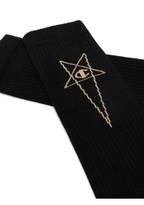 Rick Owens X Champion intarsia-knit logo crew socks - Black