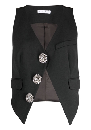 AREA V-neck crystal-buttons waistcoat - Black
