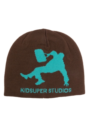 KidSuper Get Up Get Goin' Skully intarsia-knit beanie - Brown