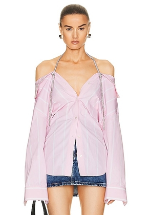Alexander Wang Crystal Off the Shoulder Shirt in Light Pink & White - Pink. Size 4 (also in ).