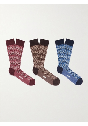 Missoni - Three-Pack Crochet-Knit Cotton-Blend Socks - Men - Multi - 44-45