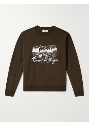 Museum Of Peace & Quiet - Quiet Village Logo-Print Cotton-Jersey Sweatshirt - Men - Brown - S