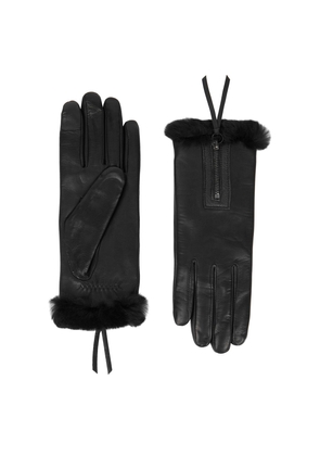 Agnelle Marina Black Fur-lined Leather Gloves