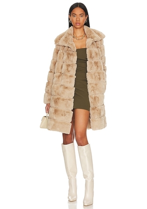 Adrienne Landau x REVOLVE Faux Fur Long Coat in Beige. Size S.