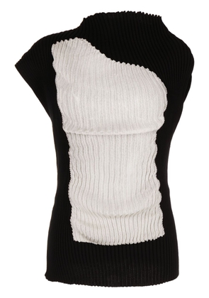 Issey Miyake asymmetric ribbed-knit top - Black