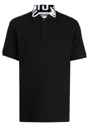 Moschino logo-embroidered cotton polo shirt - Black