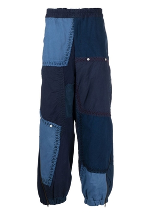By Walid patchwork zip-detail trousers - Blue