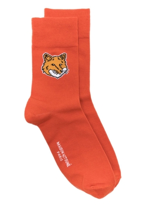 Maison Kitsuné Chillax Fox-motif ribbed socks - Orange