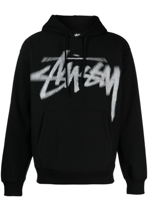 Stüssy logo-print cotton blend hoodie - Black