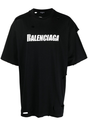 Balenciaga Pre-Owned pre-owned ripped logo-print cotton T-shirt - Black