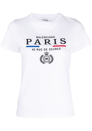 Balenciaga Pre-Owned Paris-embroidered cotton T-shirt - White