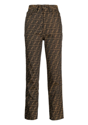 Fendi Pre-Owned Zucca-pattern straight-leg trousers - Brown