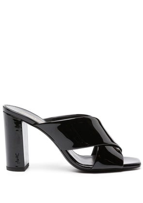 Saint Laurent Pre-Owned LouLou 95mm patent-leather mules - Black