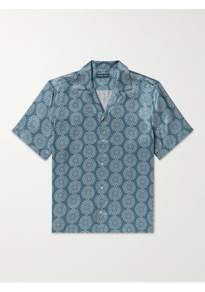 Frescobol Carioca - Roberto Camp-Collar Printed Silk Shirt - Men - Blue - S
