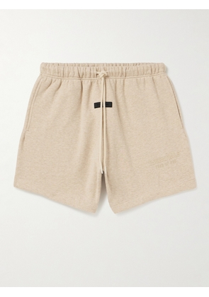 FEAR OF GOD ESSENTIALS - Straight-Leg Logo-Appliquéd Cotton-Blend Jersey Drawstring Shorts - Men - Neutrals - XXS