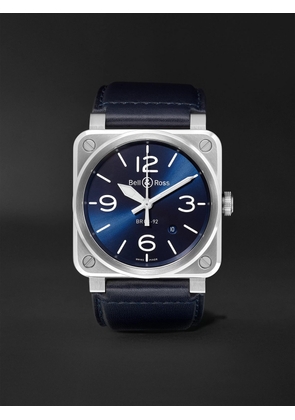 Bell & Ross - BR 03-92 Blue Steel Automatic 42mm Steel and Leather Watch, Ref. No. BR0392-BLU-ST/SCA - Men - Blue