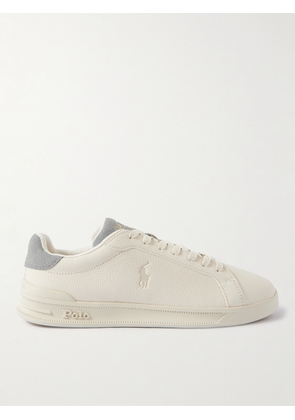 Polo Ralph Lauren - Heritage Court II Suede-Trimmed Logo-Debossed Full-Grain Leather Sneakers - Men - Neutrals - UK 6