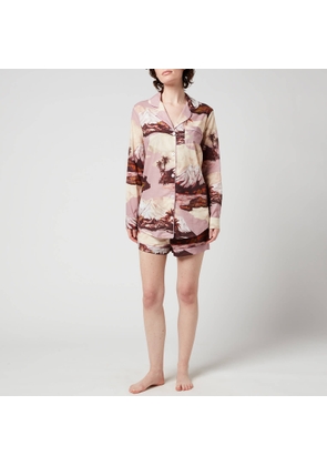 Desmond & Dempsey Women's Wakatipu Signature Pyjama Set - Cream/Lavender - XS