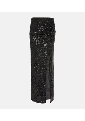 Self-Portrait Sequined ruched maxi skirt