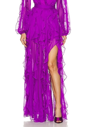PatBO Ruffle Maxi Skirt in Purple - Purple. Size 0 (also in 2).