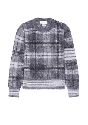 Thom Browne Tartan Check Jacquard Relaxed Fit Sweater in Medium Grey - Grey. Size 1 (also in 2, 3).