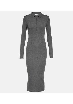Brunello Cucinelli Ribbed-knit virgin wool and cashmere midi dress