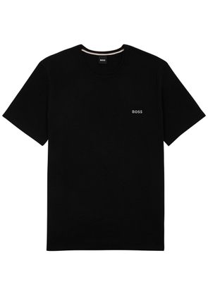 Hugo Boss Waffle-knit Cotton-blend T-shirt - Black