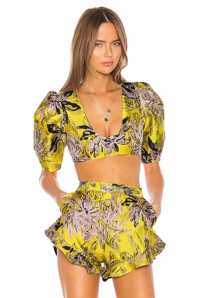 Camila Coelho Kahlo Crop Top in Yellow. Size XS.