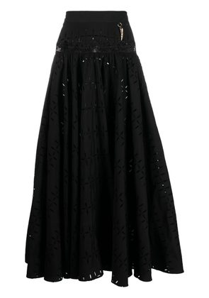 Roberto Cavalli broderie anglaise A-line skirt - Black